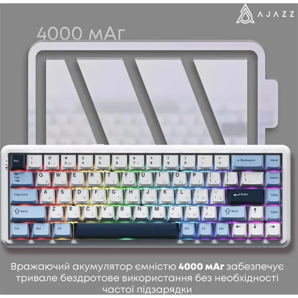 Клавіатура ігрова Ajazz (Blue/White/Dark Blue) (AK680-M-BWD-AW) (UA)