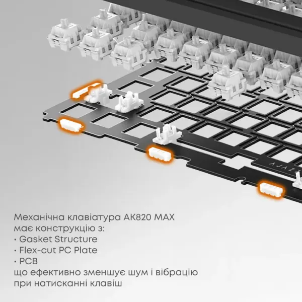 Клавіатура ігрова Ajazz AK820 MAX Avocado Switch (Black) (AK820MAX-AS-BG) (UA)