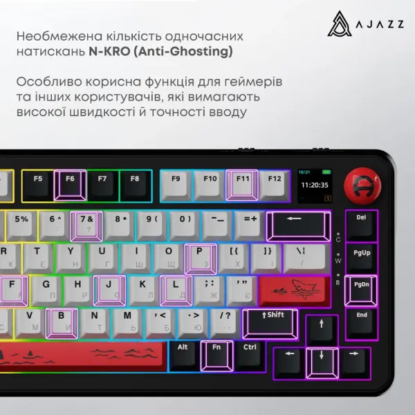 Клавіатура ігрова Ajazz AK820 MAX Avocado Switch (Black) (AK820MAX-AS-BG) (UA)