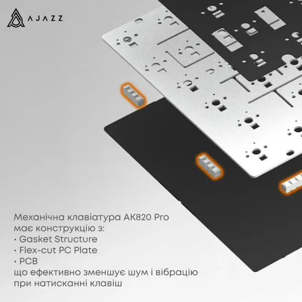 Клавіатура ігрова Ajazz AK820 PRO Flying Fish Switches (Black) (AK820PRO-FF-BGY) (UA)