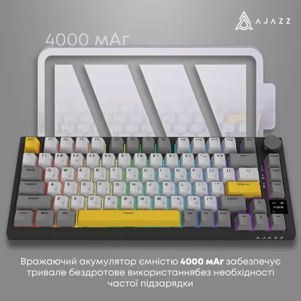 Клавіатура ігрова Ajazz AK820 PRO Flying Fish Switches (Black) (AK820PRO-FF-BGY) (UA)
