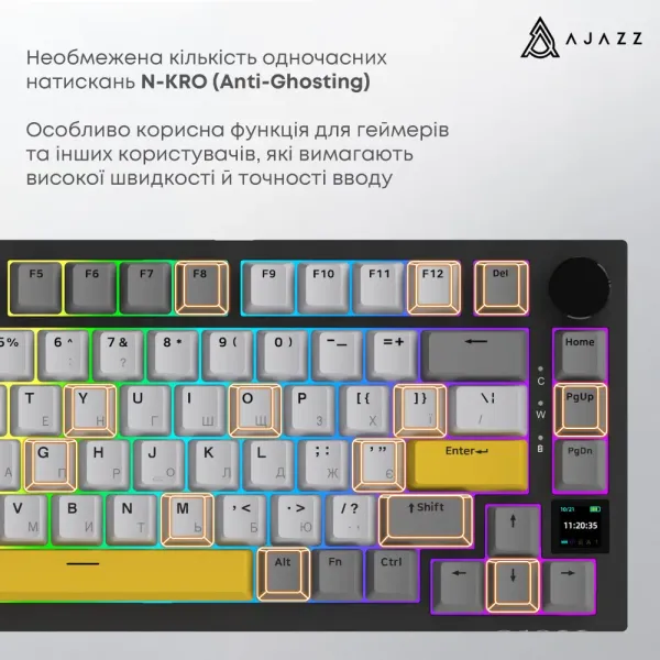 Клавіатура ігрова Ajazz AK820 PRO Flying Fish Switches (Black) (AK820PRO-FF-BGY) (UA)
