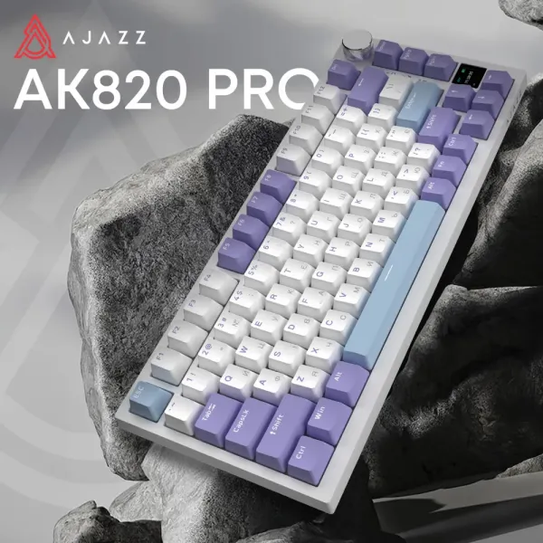 Клавіатура ігрова Ajazz AK820 PRO Gift Switch (White/Purple) (AK820PRO-G-PWB) (UA)