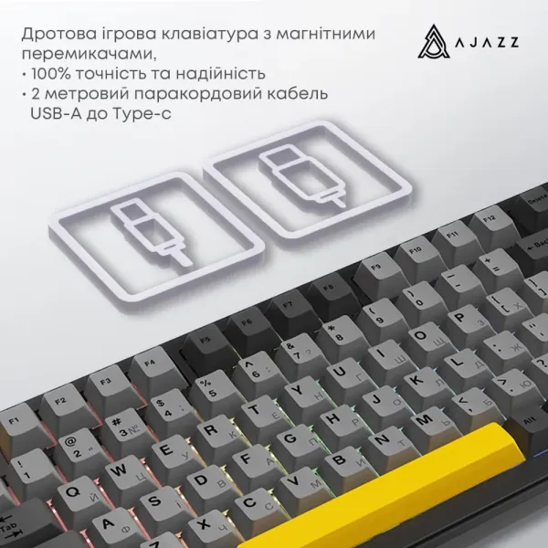 Клавіатура ігрова Ajazz AK820 MAX Magnetic Switches (Black) (AK820MAX-WM-BGY) (UA)