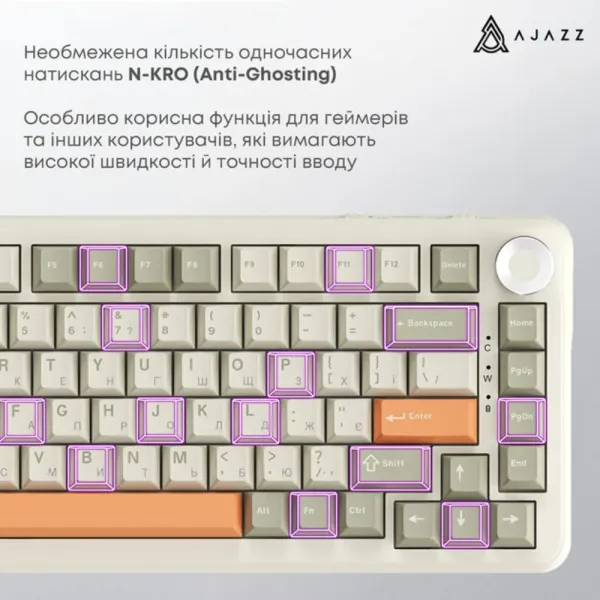 Клавіатура ігрова Ajazz AK820 MAX Flying Fish Switch (Retro) (AK820MAX-FF-R) (UA)