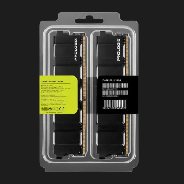 Оперативна памʼять Prologix Black DDR5 32GB 2x16GB 6000MHz (PRO32GB6000B5K)