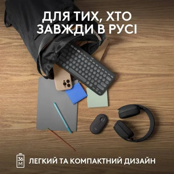 Клавiатура Logitech Pebble Keys 2 K380s (Graphite) (UA)