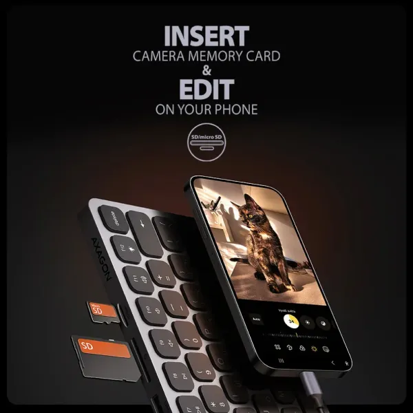Клавіатура AXAGON HMC-KB 9 in 1 Layout USB (Silver/Black) (UA)