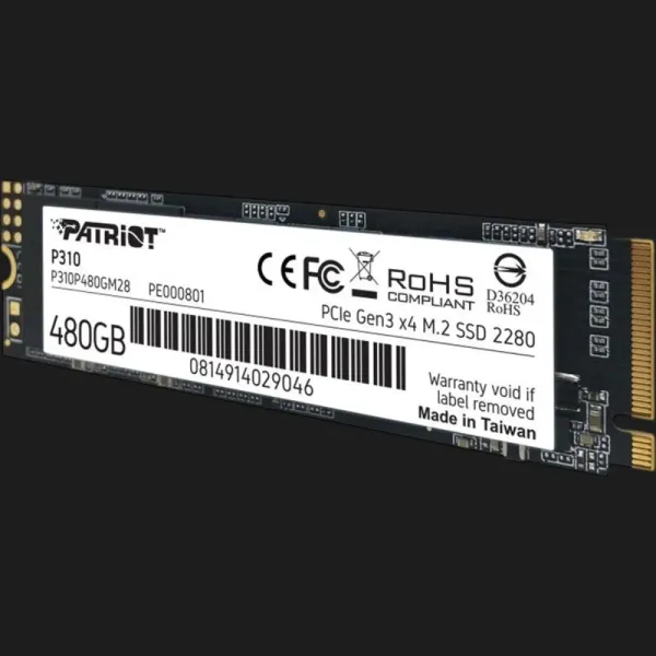 Накопичувач SSD Patriot P310 480GB NVMe PCIe 3.0 (P310P480GM28)