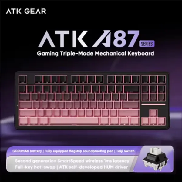 Ігрова клавіатура ATK A87 Pro Wireless Mechanical Gaming TKL (Blackberry) (ATK A87 Pro blackberry)