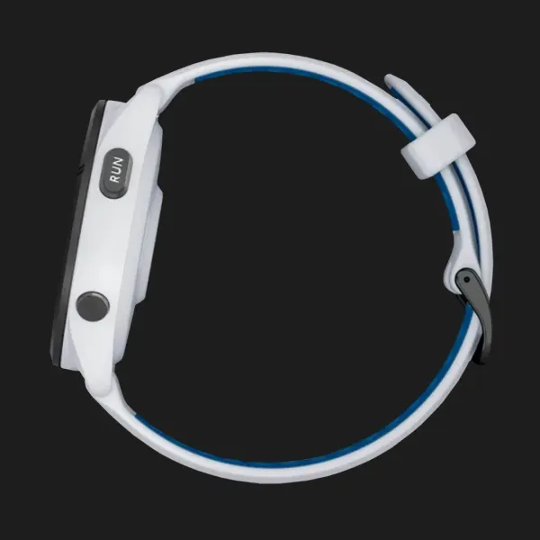 Garmin Forerunner 265 Black Bezel with Whitestone Case and Whitestone/Tidal Blue Silicone Band