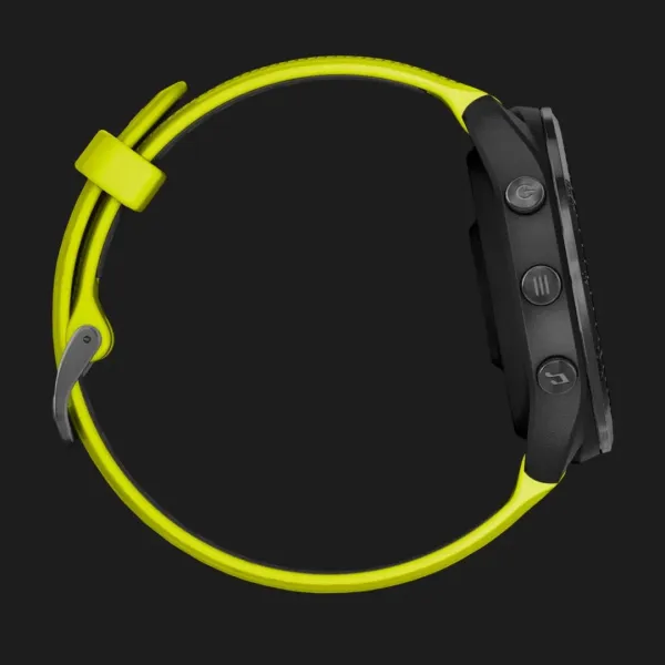 Garmin Forerunner 965 Carbon Gray DLC Titanium Bezel with Black Case and Amp Yellow/Black Silicone Band
