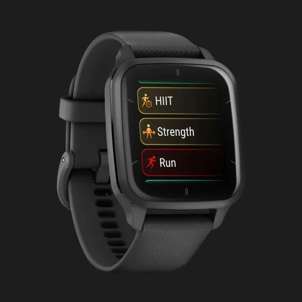 Garmin Venu Sq 2 Music Edition Slate Aluminum Bezel with Black Case and Silicone Band