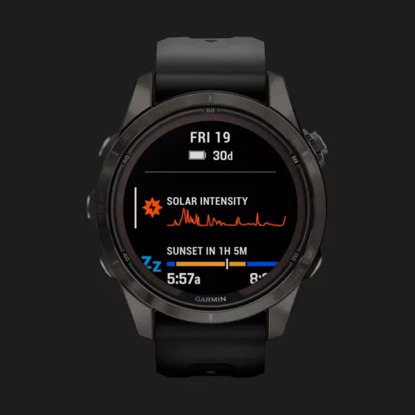 Garmin Fenix 7S Pro Sapphire Solar Carbon Gray DLC Titanium with Black Band