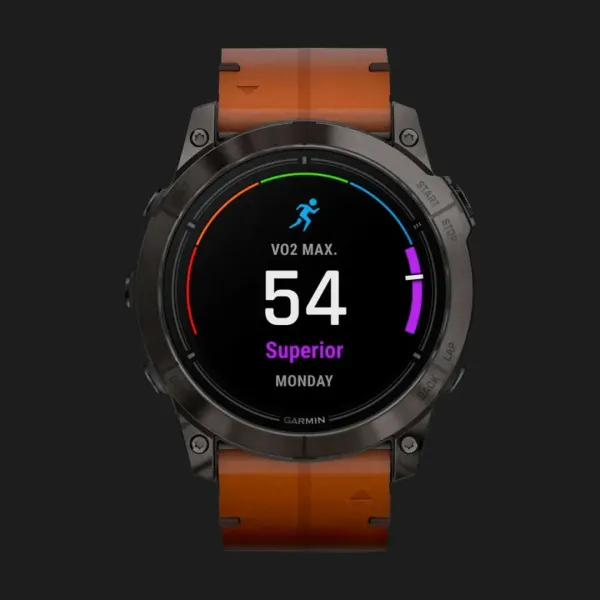 Garmin Epix Pro (Gen 2) Sapphire 51mm Carbon Gray DLC Titanium with Brown Leather Band