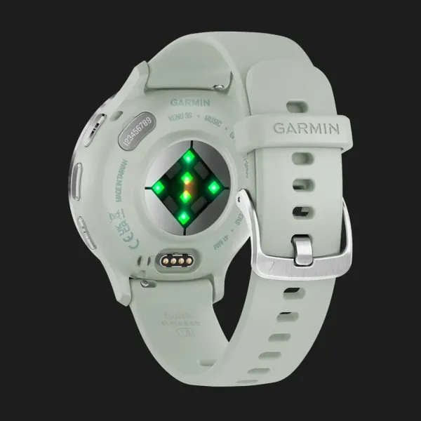 Garmin Venu 3S Silver Stainless Steel Bezel with Sage Gray Case and Silicone Band