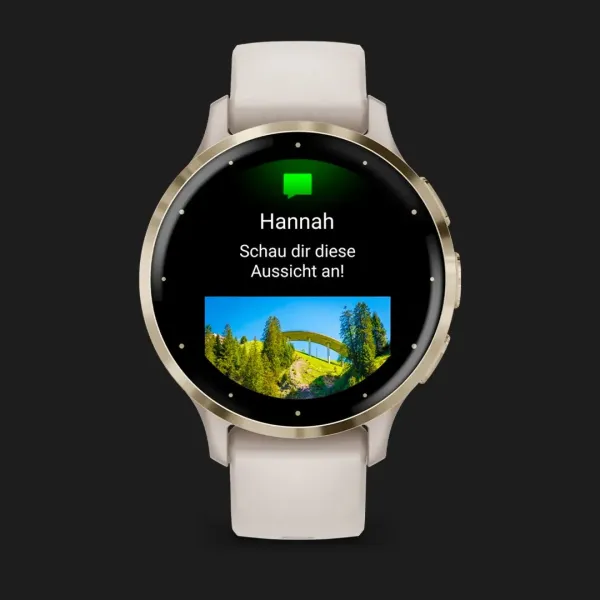 Garmin Venu 3S Soft Gold Stainless Steel Bezel with Ivory Case and Silicone Band
