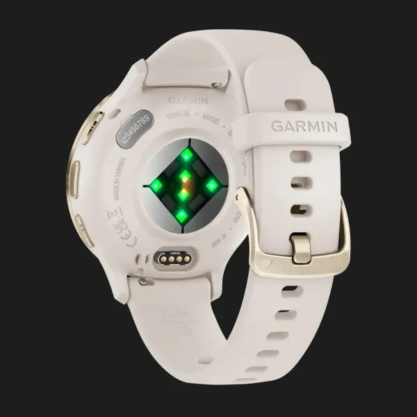 Garmin Venu 3S Soft Gold Stainless Steel Bezel with Ivory Case and Silicone Band