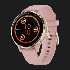 Garmin Venu 3S Soft Gold Stainless Steel Bezel with Dust Rose Case and Silicone Band