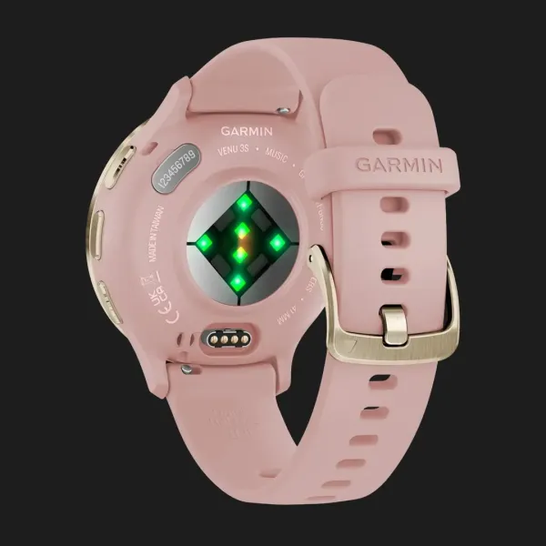 Garmin Venu 3S Soft Gold Stainless Steel Bezel with Dust Rose Case and Silicone Band