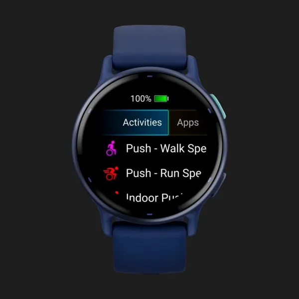 Garmin Vivoactive 5 Metallic Navy Aluminum Bezel with Navy Case and Silicone Band