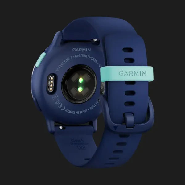 Garmin Vivoactive 5 Metallic Navy Aluminum Bezel with Navy Case and Silicone Band