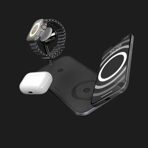 Беспровідна зарядка Zens Dual + Watch Aluminium Wireless Charger (Black) (ZEDC05BM/00)