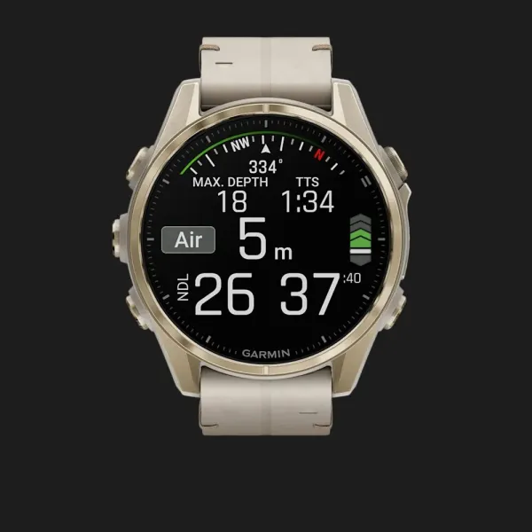 Garmin Fenix 8 43mm AMOLED Sapphire Soft Gold with Limestone Leather Band