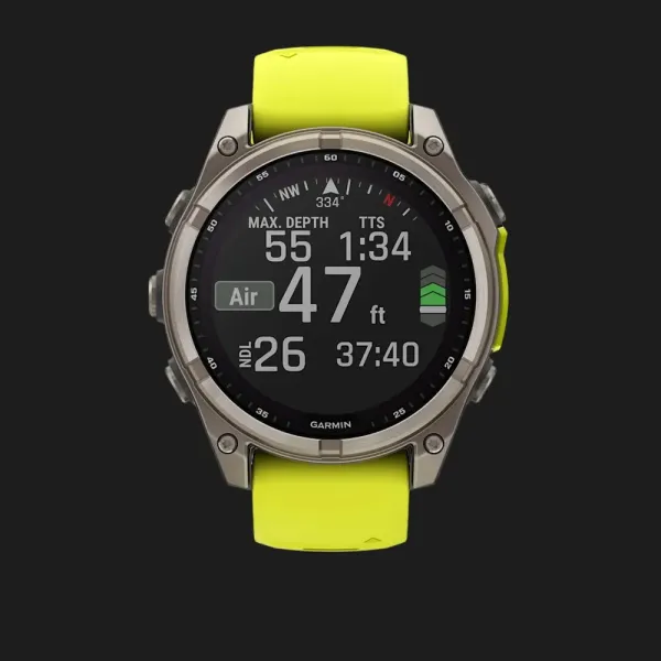 Garmin Fenix 8 51mm Solar Sapphire Titanium with Amp Yellow/Graphite Silicone Band
