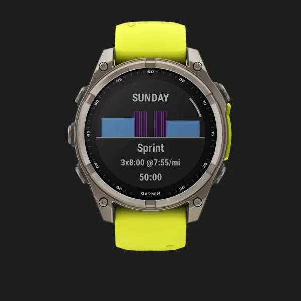 Garmin Fenix 8 51mm Solar Sapphire Titanium with Amp Yellow/Graphite Silicone Band