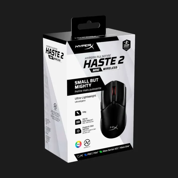 Ігрова миша HyperX Pulsefire Haste 2 mini RGB USB-A/WL/BT (Black) (UA)
