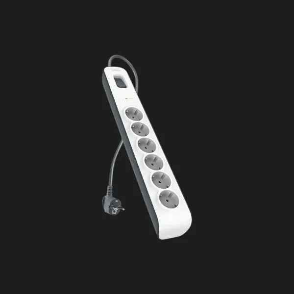 Мережевий фільтр Belkin 6хТип F, 3x1.5мм кв, 16А, з захистом від перенапруги, 2м (White)