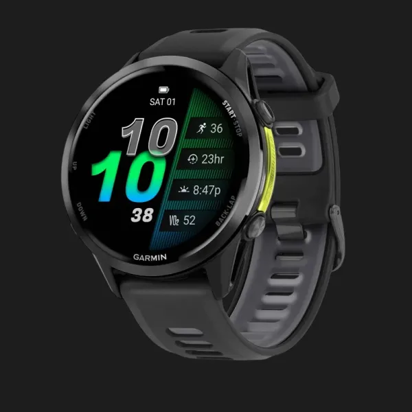 Garmin Forerunner 970 Carbon Gray DLC Titanium with Black Case and Black/Translucent Whitestone Band