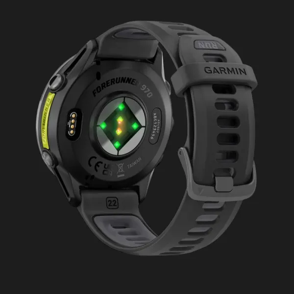 Garmin Forerunner 970 Carbon Gray DLC Titanium with Black Case and Black/Translucent Whitestone Band