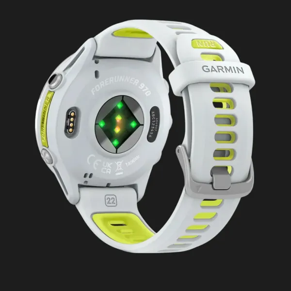 Garmin Forerunner 970 Titanium with Whitestone Case and Whitestone/Translucent Amp Yellow Band