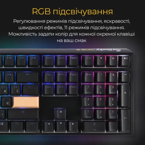 Клавіатура ігрова Ducky One 3 Cherry MX Red RGB (Black) (UA)