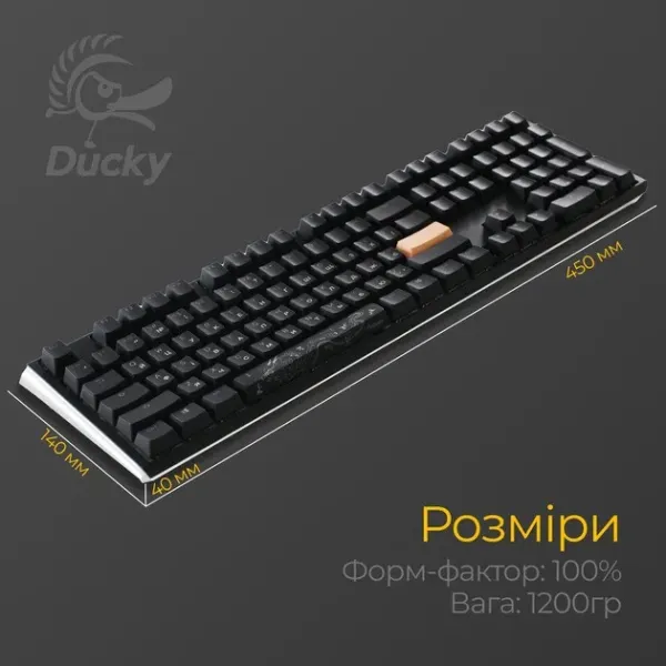 Клавіатура ігрова Ducky One 3 Cherry MX Red RGB (Black) (UA)