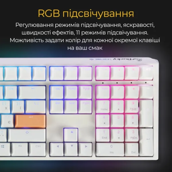 Клавіатура ігрова Ducky One 3 Cherry MX Speed silver RGB (White) (UA)