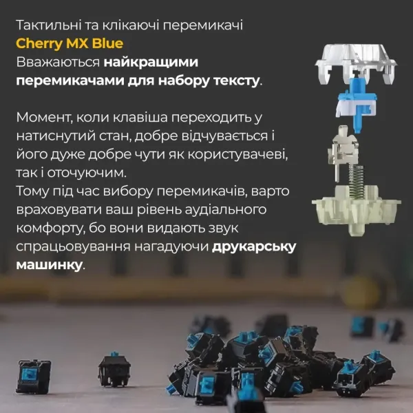 Клавіатура ігрова Ducky One 3 Cherry MX Blue RGB (White) (UA)