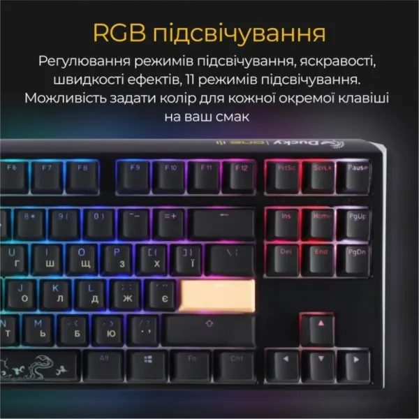 Клавіатура ігрова Ducky One 3 TKL Cherry MX Blue RGB (Black) (UA)