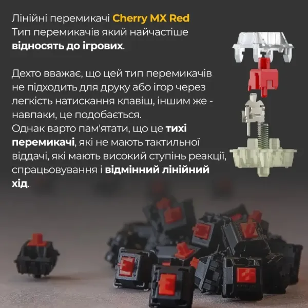 Клавіатура ігрова Ducky One 3 SF Cherry MX Red RGB (White) (UA)