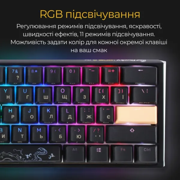 Клавіатура ігрова Ducky One 3 Mini Cherry MX Brown RGB (Black) (UA)
