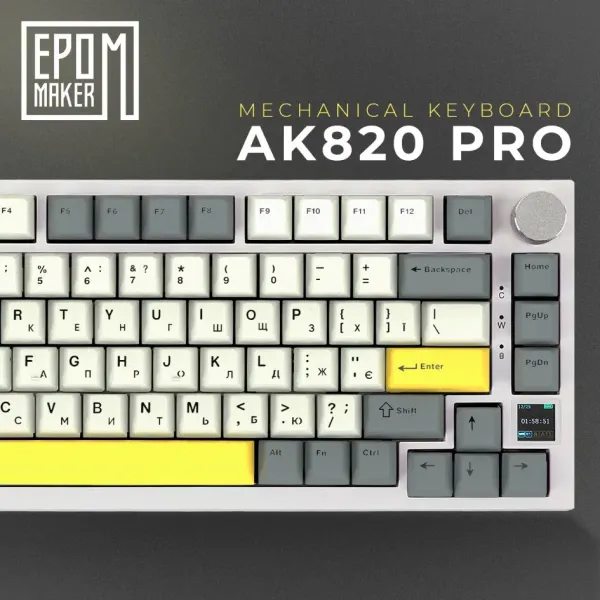 Клавіатура ігрова Epomaker AK820 Pro Flying Fish (White) (UA)