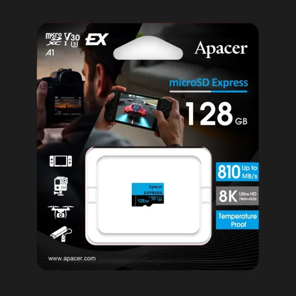 Карта пам'яті Apacer microSDXC Express 128Gb class 10 V30 A1 (Compatible with Nintendo Switch 2)