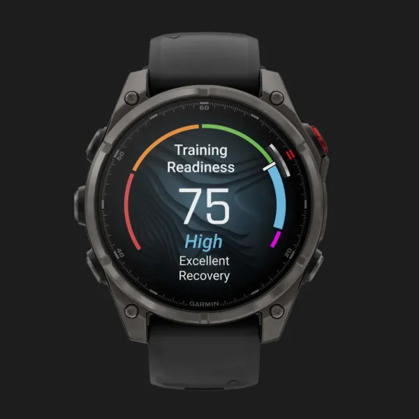 Garmin Fenix 8 Pro 47mm AMOLED Sapphire Carbon Gray DLC Titanium with Black/Pebble Gray Silicone Band