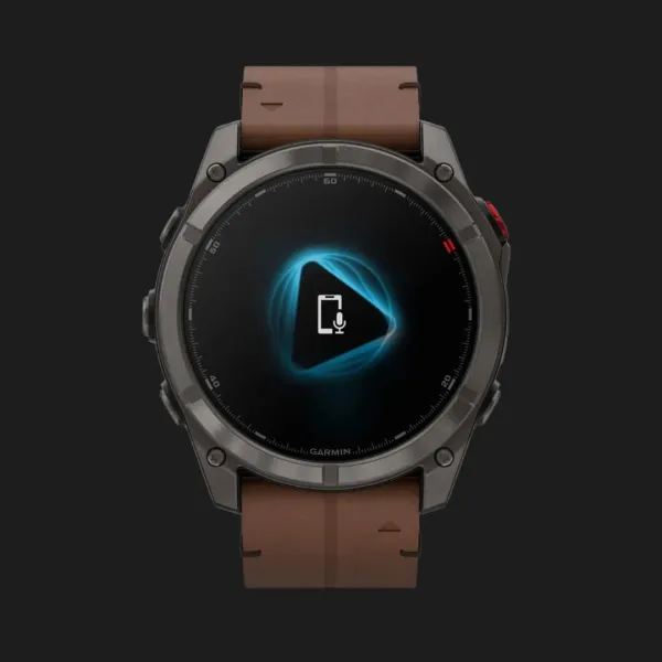 Garmin Fenix 8 Pro 51mm AMOLED Sapphire Carbon Gray DLC Titanium with Chestnut Leather Band