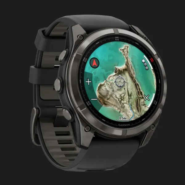 Garmin Fenix 8 Pro 51mm MicroLED Sapphire Carbon Gray DLC Titanium with Black/Pebble Gray Silicone Band
