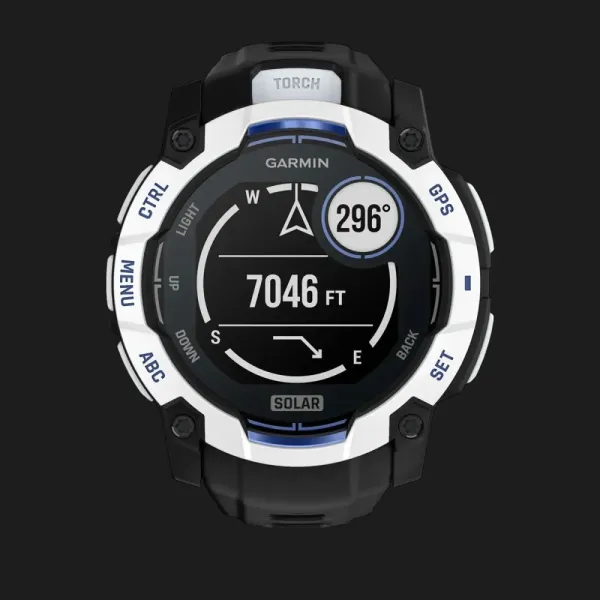 Garmin Instinct 3 50mm Solar Whitestone with Black/Bolt Blue Band